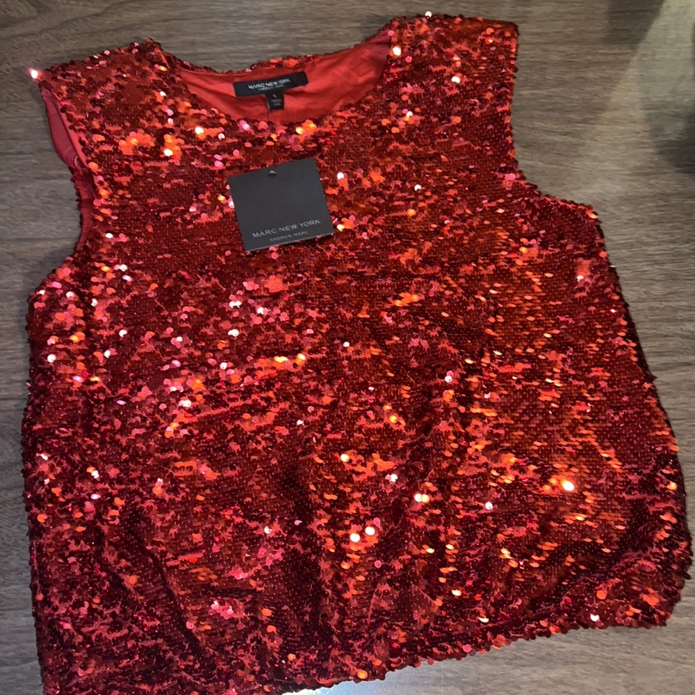 Red sequin shirt